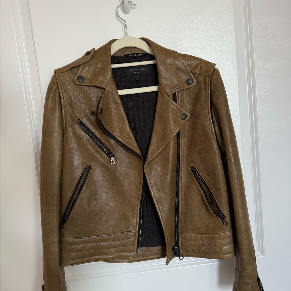 Rag & Bone Brown Leather Motorcycle Jacket